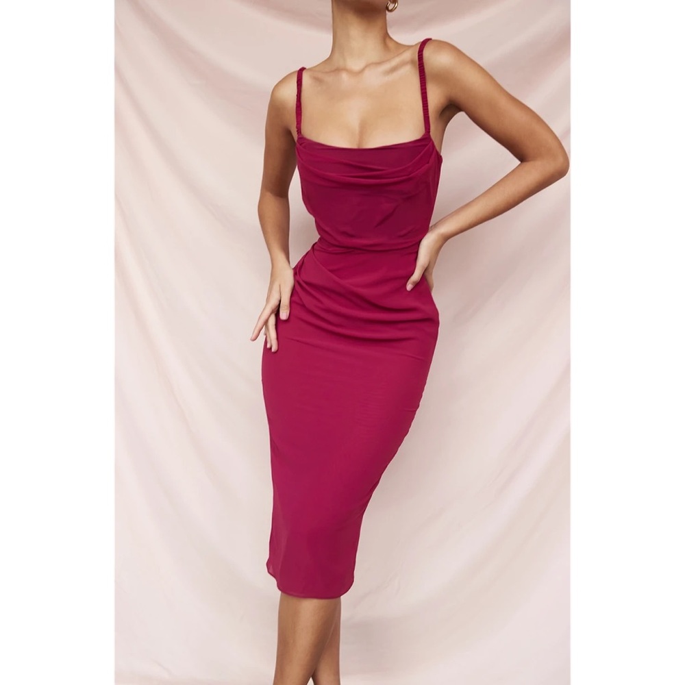 House of CB I Jamille Draped Corset Dress in Berry